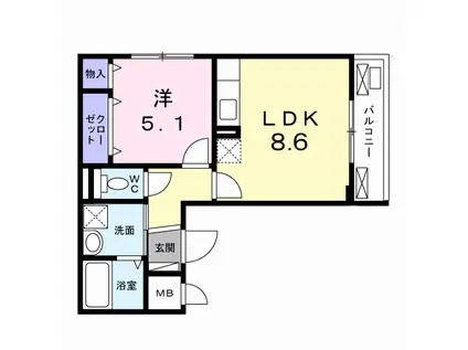 グラシオッソ(1LDK/3階)の間取り写真