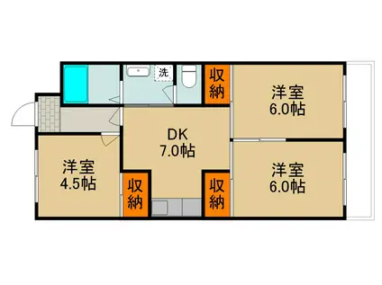 ツインコープ守口 南館(3DK/1階)の間取り写真