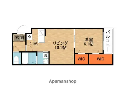 WISTERIA TERRACE(1LDK/2階)の間取り写真