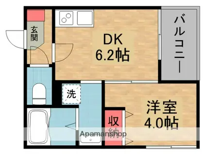 ハーモニーテラス淀下津町3(1DK/3階)の間取り写真