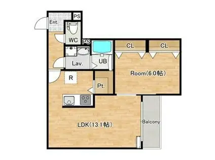 シエーナ楠葉ジェミオス(1LDK/1階)の間取り写真