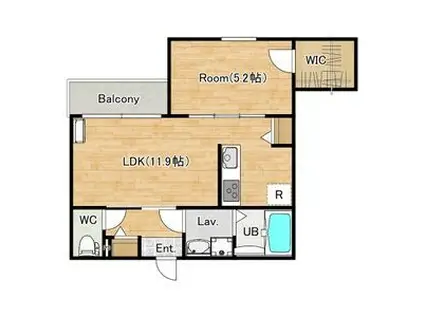 シエーナ楠葉ジェミオス(1LDK/1階)の間取り写真