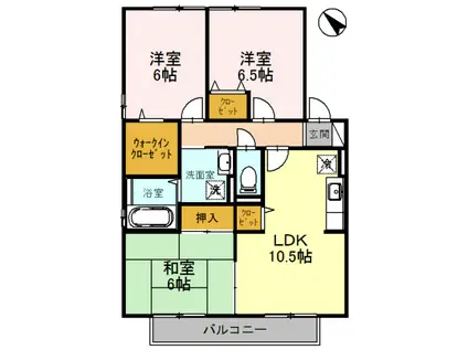 国見坂ハイツ(3LDK/2階)の間取り写真