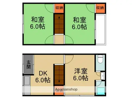 京阪電気鉄道京阪線 古川橋駅 徒歩15分 2階建 築58年(3DK)の間取り写真