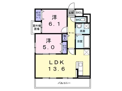 サンフローレ(2LDK/3階)の間取り写真