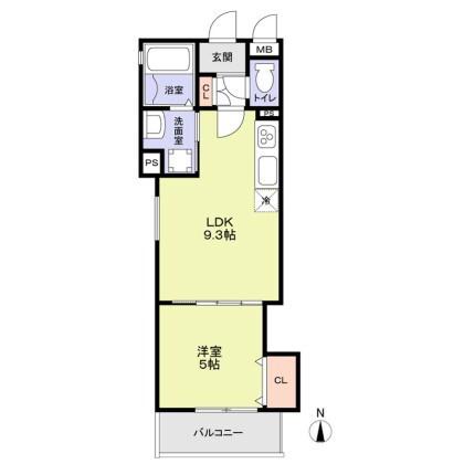 フォレストクリエオーレ城垣町壱番館(1LDK/1階)の間取り写真