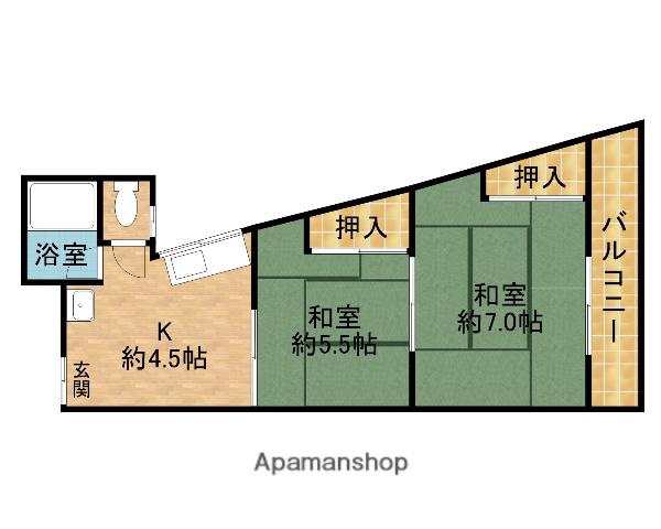 マンション島村(2K/2階)の間取り写真