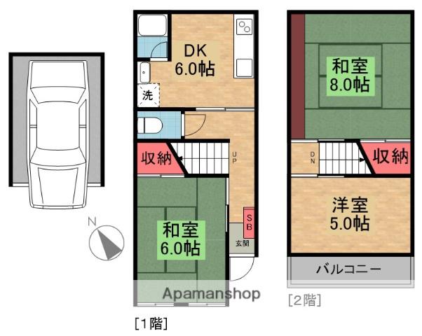 京阪電気鉄道京阪線 樟葉駅 バス乗車時間:18分 田辺3丁目バス停で下車 徒歩4分 3階建 築46年(3DK)の間取り写真