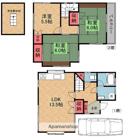 京阪電気鉄道交野線 枚方市駅 バス乗車時間:15分 田口バス停で下車 徒歩5分 2階建 築33年(3LDK)の間取り写真