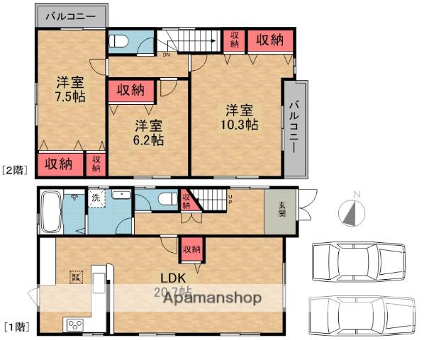 京阪電気鉄道京阪線 淀駅 徒歩15分 2階建 築1年(3LDK)の間取り写真