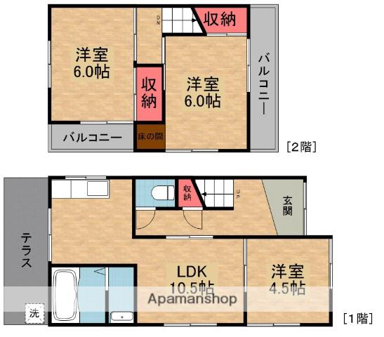 京阪電気鉄道京阪線 樟葉駅 バス乗車時間:11分 吉井バス停で下車 徒歩3分 2階建 築49年(3LDK)の間取り写真