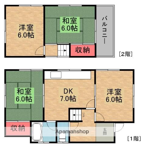 京阪電気鉄道京阪線 石清水八幡宮駅 バス乗車時間:15分 広門バス停で下車 徒歩5分 2階建 築53年(4DK)の間取り写真