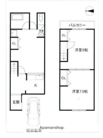 京阪電気鉄道京阪線 西三荘駅 徒歩9分 2階建 築68年(2LDK)の間取り写真