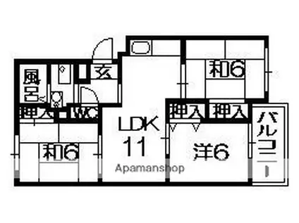 メゾンデクルール(3LDK/1階)の間取り写真