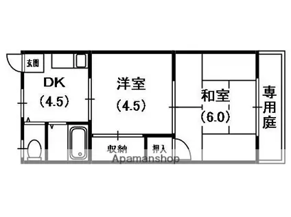 ハイツ大久保(2DK/1階)の間取り写真