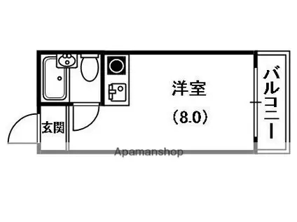 パレットハイツ(ワンルーム/2階)の間取り写真