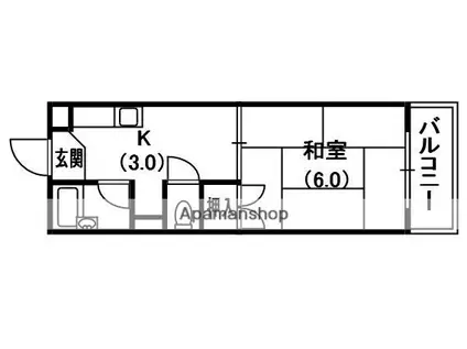 マンションからたち(1K/1階)の間取り写真