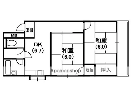 橋本マンション堂山(2DK/3階)の間取り写真
