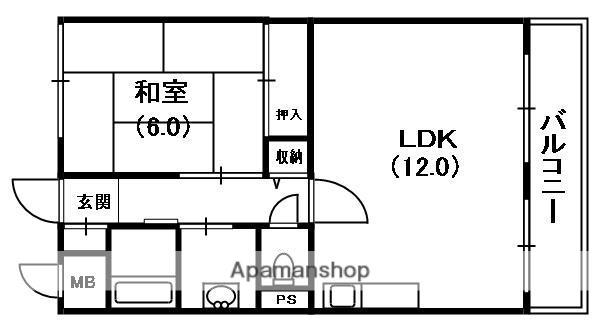 ヤマサ第6マンション(1LDK/3階)の間取り写真