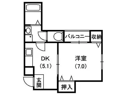 ラ・フィーネ(1DK/3階)の間取り写真
