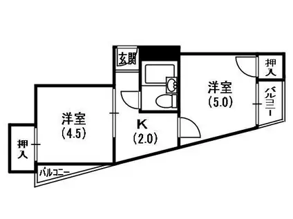 サンパレス(1K/3階)の間取り写真