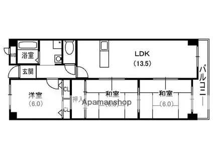 ヴィルヌーブエスト(3LDK/4階)の間取り写真