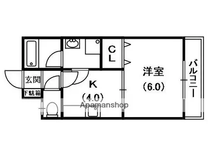 ユーベル1(1K/3階)の間取り写真