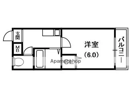 黒原ハイツ(1K/3階)の間取り写真