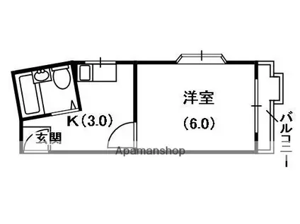三井マンション(1K/4階)の間取り写真