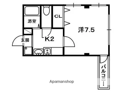 M PLAZA香里参番館(1K/2階)の間取り写真