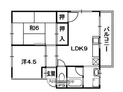 河合ハイツ(2DK/1階)の間取り写真