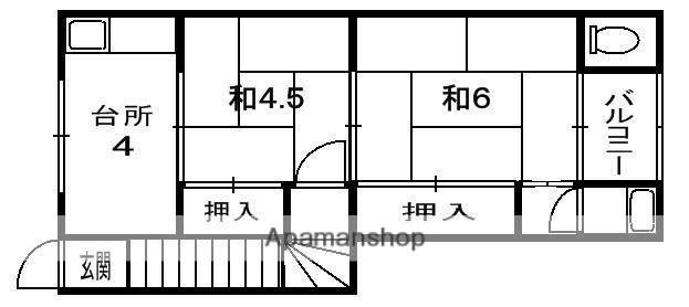 ハイツ田宮(1DK/1階)の間取り写真