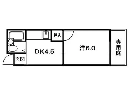 アーバンハイツ桜町(1DK/1階)の間取り写真