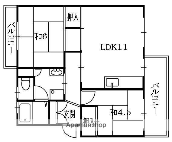 男山第4307棟(2LDK/3階)の間取り写真