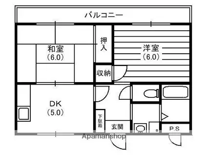 サンコート長尾(2DK/4階)の間取り写真