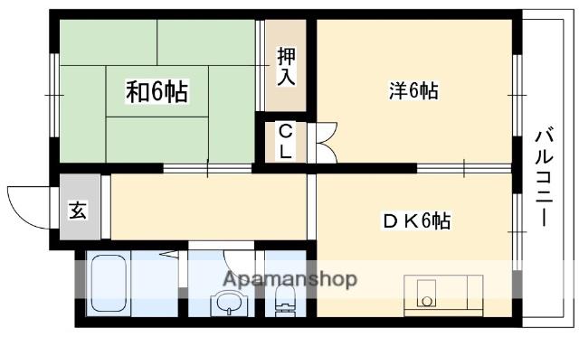 グロース寝屋川1(2DK/3階)の間取り写真