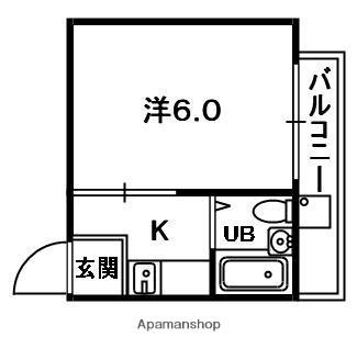 レインボーコア2(1K/2階)の間取り写真
