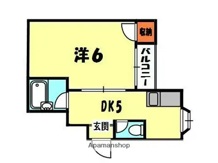 下木田マンション(1DK/3階)の間取り写真