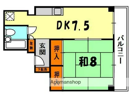 ホーク源(1DK/1階)の間取り写真