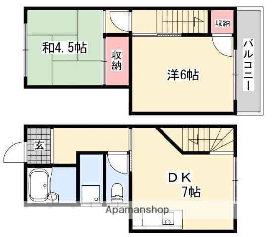 メゾン仁和寺Ⅰ・Ⅱ(2DK/1階)の間取り写真