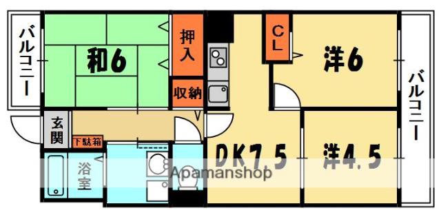 KSマンション(3DK/1階)の間取り写真