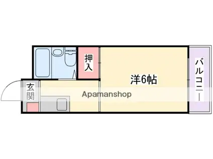 第2三島ハイツ(1K/1階)の間取り写真