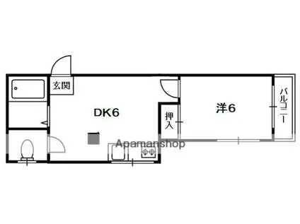 田代ハイツ(1DK/2階)の間取り写真