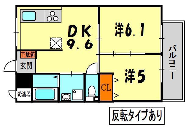 ノーヴァ寝屋川(2DK/1階)の間取り写真