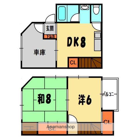 京阪電気鉄道京阪線 寝屋川市駅 徒歩14分 2階建 築51年(2DK/1階)の間取り写真