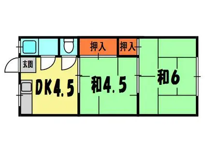 エアロプレーン春日(2K/2階)の間取り写真