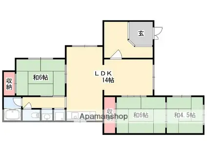 浜口マンション(3LDK/1階)の間取り写真