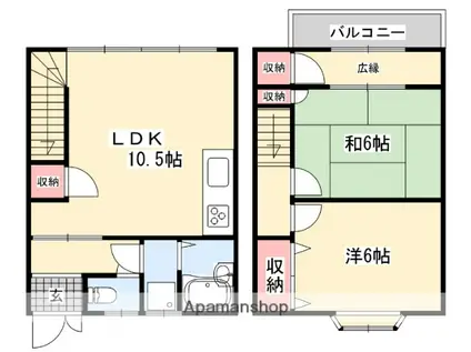 廣岡連棟貸家(2LDK)の間取り写真