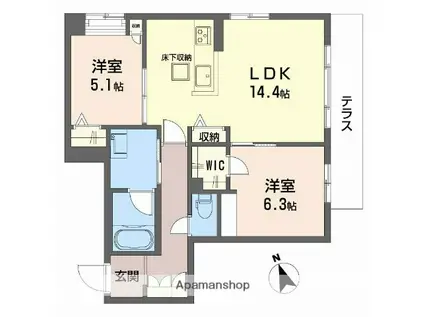 シャーメゾン シンフォニア(2LDK/1階)の間取り写真