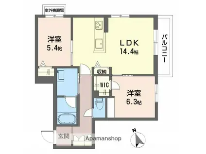 シャーメゾン シンフォニア(2LDK/2階)の間取り写真
